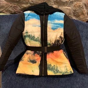 Desigual quilted reversible print puffer coat